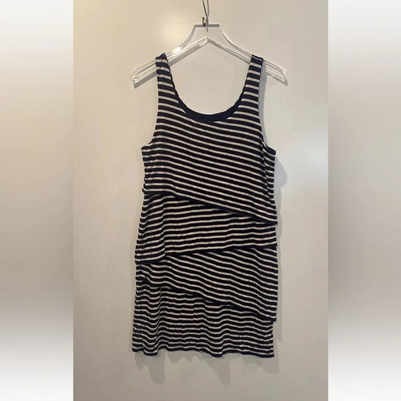 Ann‎ Taylor Loft Tiered Striped Sleeveless Dress Womens Size Large (957) - Picture 1 of 4